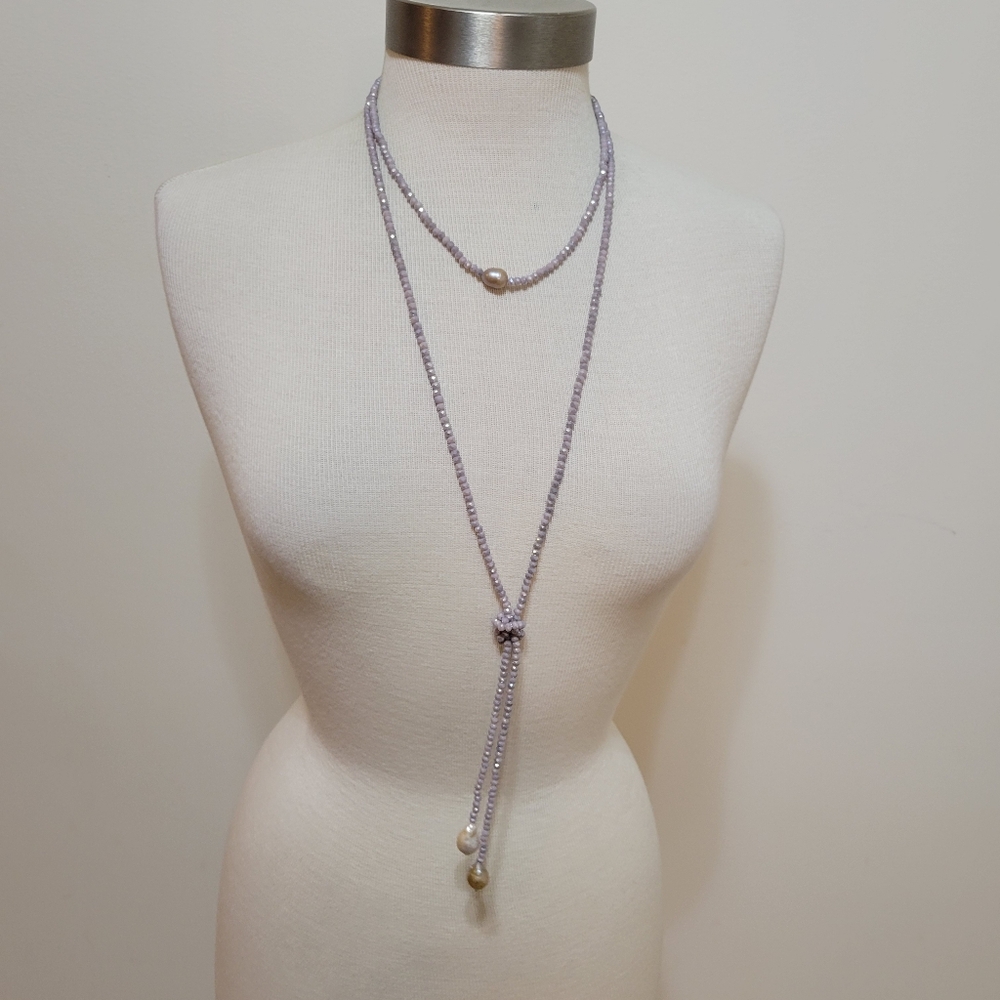 Jules Baroque Pearl Lariet Style Necklace